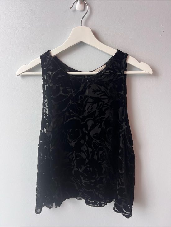 Wilfred Tops - ARITZIA Wilfred Sheer Velvet Floral Tank Silk Blend Cropped Top